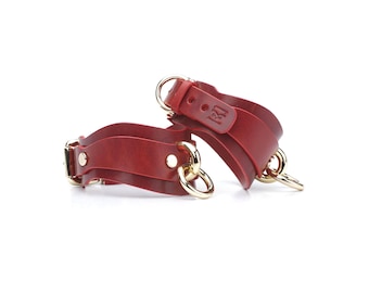 Kink and Bondage Leather Handcuffs and Ankle cuffs, Restraint Cuffs, Submissive Cuffs, Leather Restraints harness for woman