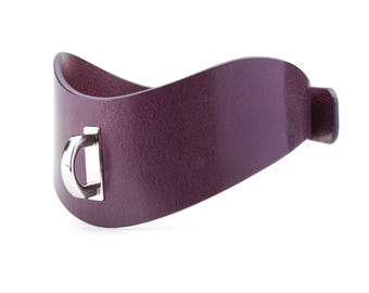 Collare da giorno in pelle viola scuro, girocollo in pelle