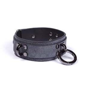 Leather choker, O-ring Collar with Leash, Submissive collar, harness, bondage