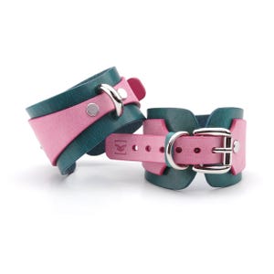 Handmade Custom Leather Handcuffs and Ankle cuffs with connectors, Restraint Cuffs, Submissive Cuffs, Leather Restraints