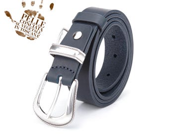 Midnight Blue Leather Belt, Custom Handmade Leather Belt, Belt with unique buckle