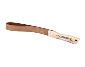 Leather Strap Paddle Spanking Belt Whip Tawse in wooden gift box