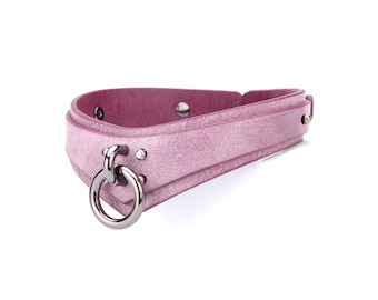Light Purple Italian Leather Slim Collar Choker, Handmade Day Collar