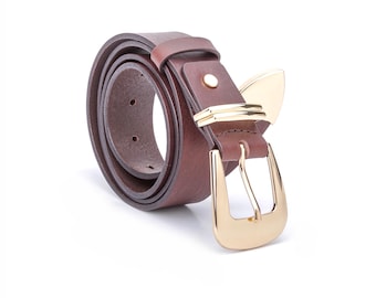 Dark Brown Leather Belt, Custom Handmade Leather Belt, Belt with unique buckle