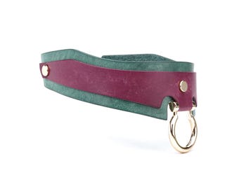Handmade Leather O-Ring Choker Collar,  Soft Padded Day Collar