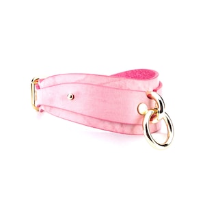 Custom Sub Collar, Pink Leather Collar with Leash, Submissive choker