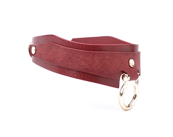 Handmade Leather O-Ring Choker Collar,  Soft Padded Day Collar