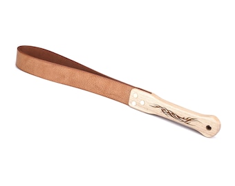 Leather Strap Paddle Spanking Belt Whip Tawse in wooden gift box