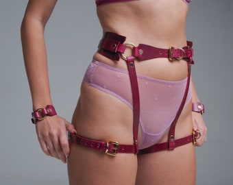 Leather Body Harness Belt, Garter Belt, Thigh Harness