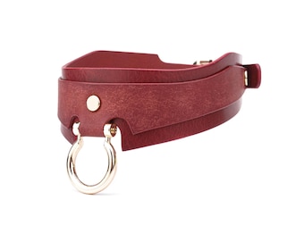 Handmade Leather O-Ring Choker Collar,  Soft Padded Day Collar