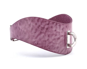 Sottocollare personalizzato in pelle viola chiaro, sottocollare da giorno, girocollo in pelle