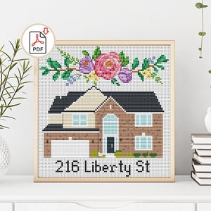 Custom House cross stitch pattern PDF. Modern cross stitch pattern from your Photo