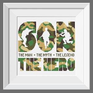 Son The Man, The Myth, The Legend, The Hero. Cross stitch pattern. PDF Independence Day, Veterans day