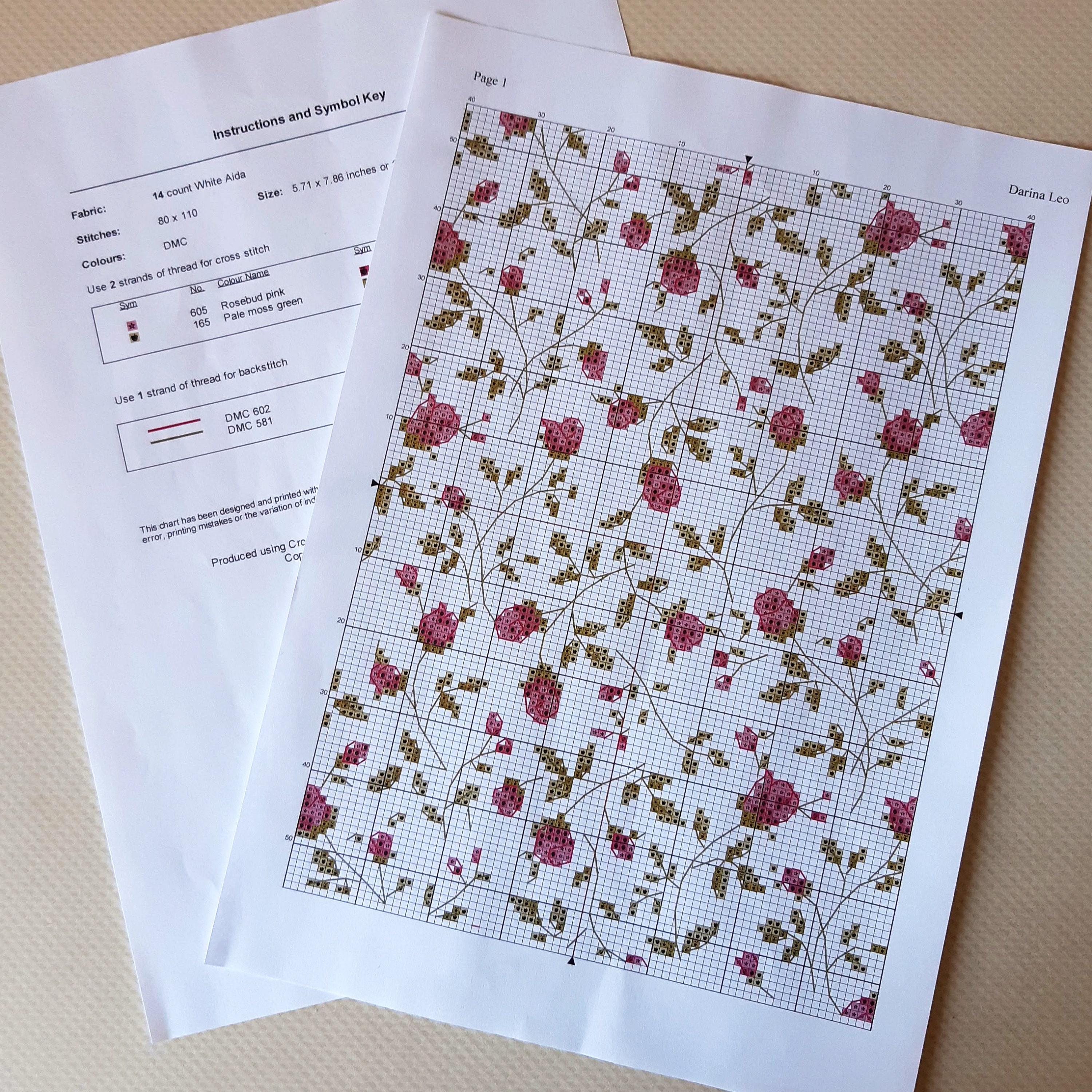 Visual Reference: Roses Texture Cross Stitch Pattern Pdf