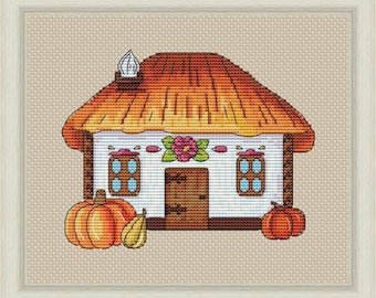 Huts of Ukraine. Pumpkins. Cross stitch pattern. PDF #1016