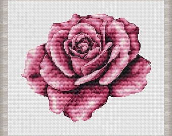 Pink rose. Cross stitch pattern. PDF #1033