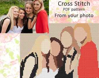 Modern cross stitch pattern from your Photo. Custom cross stitch Pattern PDF.