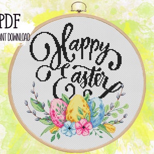 Happy Easter. Cross stitch pattern. PDF #95