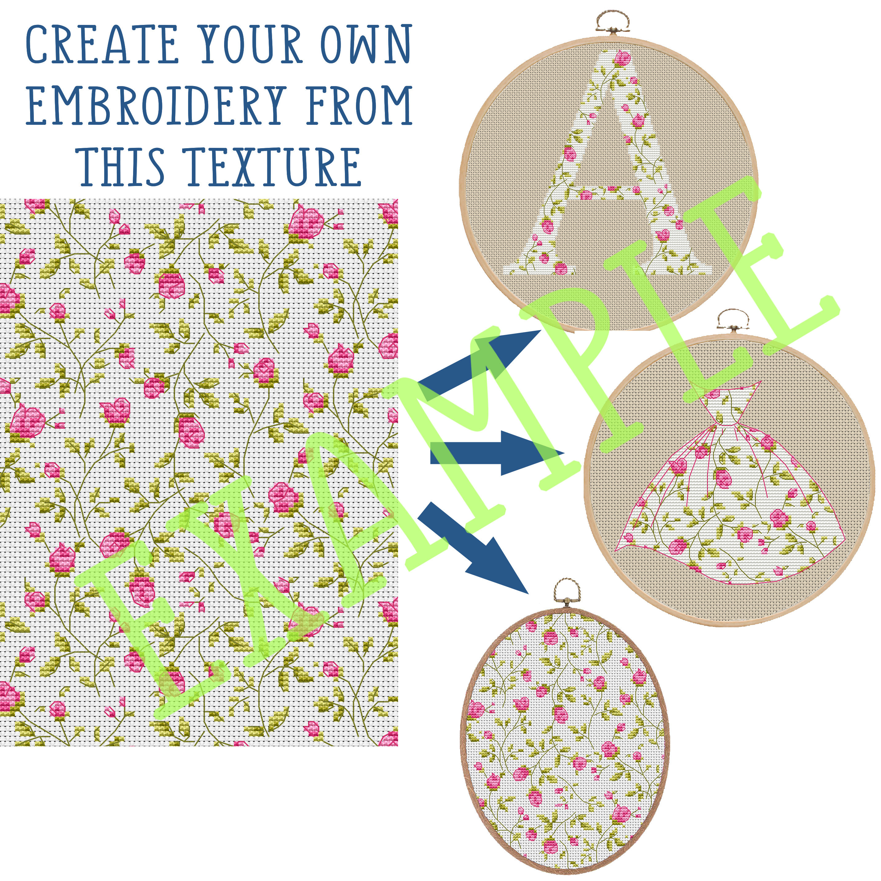 Fresh Look at Roses Texture Cross Stitch Pattern Pdf