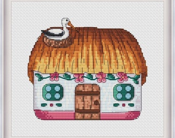 Huts of Ukraine. Stork’s nest. Cross stitch pattern. PDF #1018