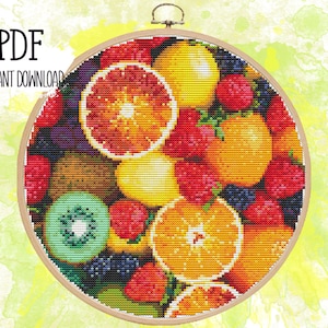 Fruits and berries. Cross stitch pattern. PDF #41