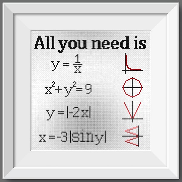 Cross stitch pattern. All you need is love. Gift for the physicist or mathematician. #1