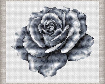 Black and white rose, Rose graphics. Cross stitch pattern. PDF #1032