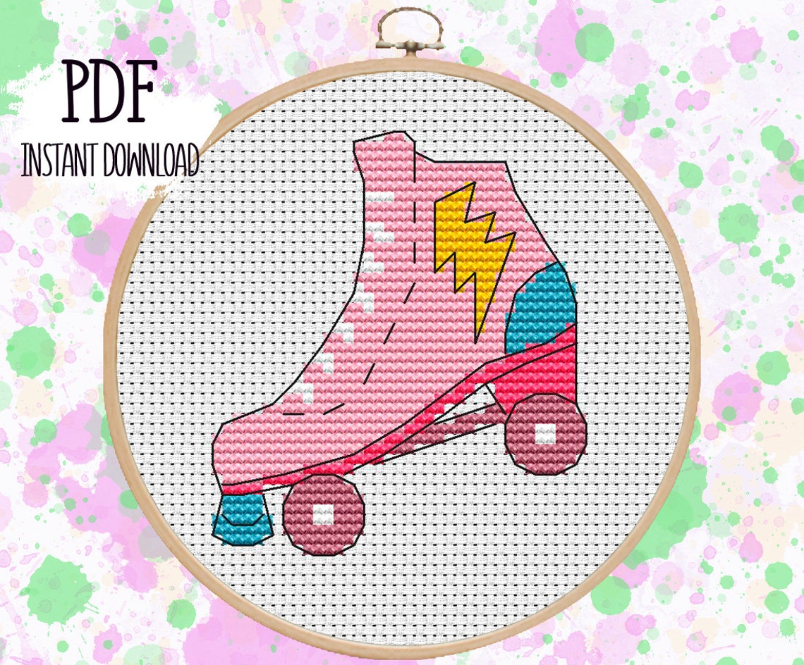 Roller Skates. Mini Cross Stitch Pattern. PDF 92 Etsy