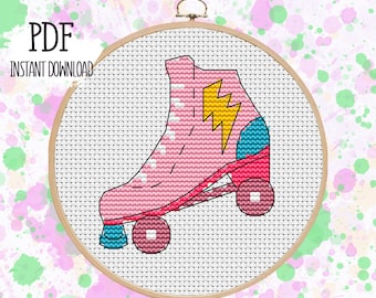 Roller Skates. Mini cross stitch pattern. PDF #92