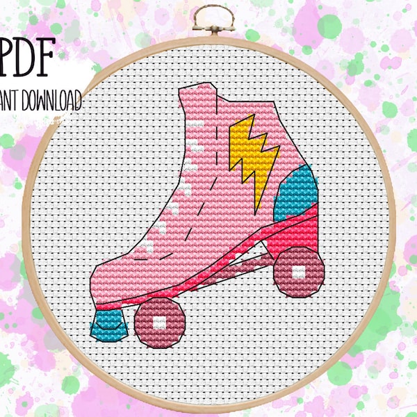 Roller Skates. Mini cross stitch pattern. PDF #92