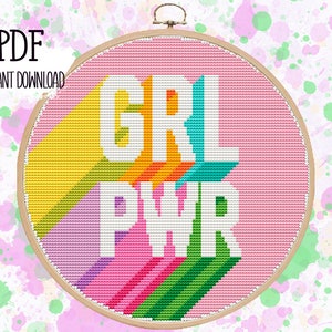 Girl power. GRL PWR Cross stitch pattern. PDF #87
