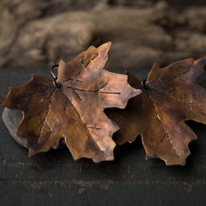 Kupfer-Blatt-Ohrringe Herbst-Ohrringe Herbstschmuck Ahornblatt-Ohrringe Kupfer-Schmuck Wald-Ohrringe Natur-Schmuck Botanische Ohrringe
