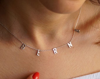 Personalized Jewelry, Initial Necklace, 14k Gold Name Necklace, Personalized Gifts, Initial Letter Necklace, Tiny Name Necklace, Christmas