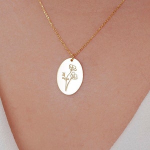 Birth Flower Necklace,  Personalized Gift, Gift for Her, Floral Necklaces for Women, Minimalist Flower Necklace, Birth Month Flower Necklace