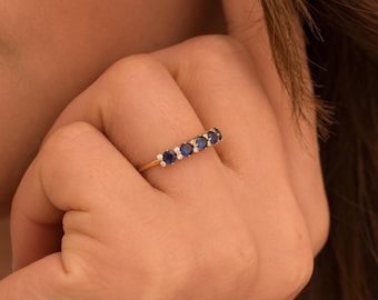 Sapphire Dainty Ring, September Birthstone Ring,Delicate Ring, Minimalist Ring, Sterling Silver 925 Sapphire Ring, Birthstone Ring