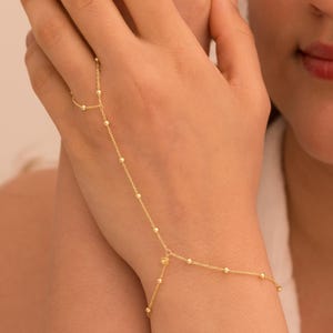 Gold Slave Bracelet , Chain Gold Ring Bracelet , Hand Ring Gold Handlet Bracelet , Hand Chain Bracelet , Birthday Gift