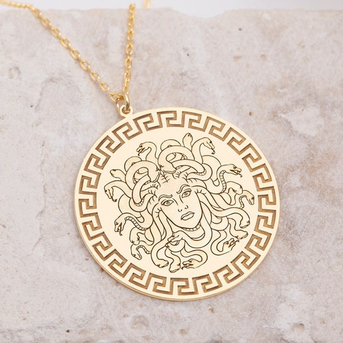 Medusa Silver Pendant Greek Necklace Jewelry Etsy