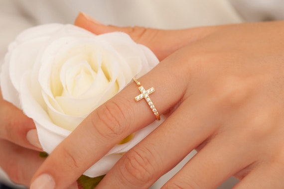 14k gold clearance cross ring