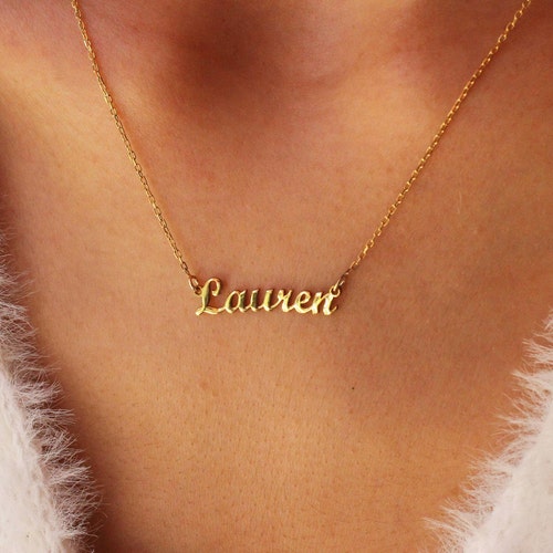 14k Solid Gold Name Necklace, Mini Name Necklace, Personalized Jewelry, Tiny shops Name Necklace, Mother Day Jewelry, Gift for Her, Name Necklace