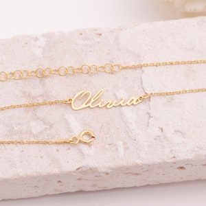 14k Solid Gold Name Anklet, Personalized Name Anklet, Custom Anklet, Anklet Bracelet with Name, Gold Anklet Name, Initial Anklet, Gift for image 5