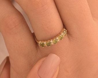 Dainty Peridot Ring: Sterling Silver August Birthstone