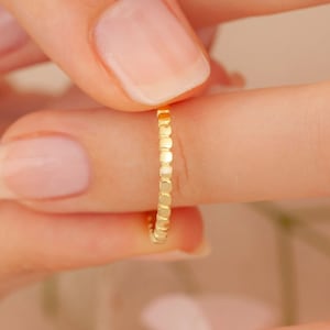 14k Solid Gold Minimalist Ring, Gold Dot Ring, Stackable Ring, Gold Band Ring, Stacking Gold Ring, Dainty Ring, Beaded Dot Ring, Gift