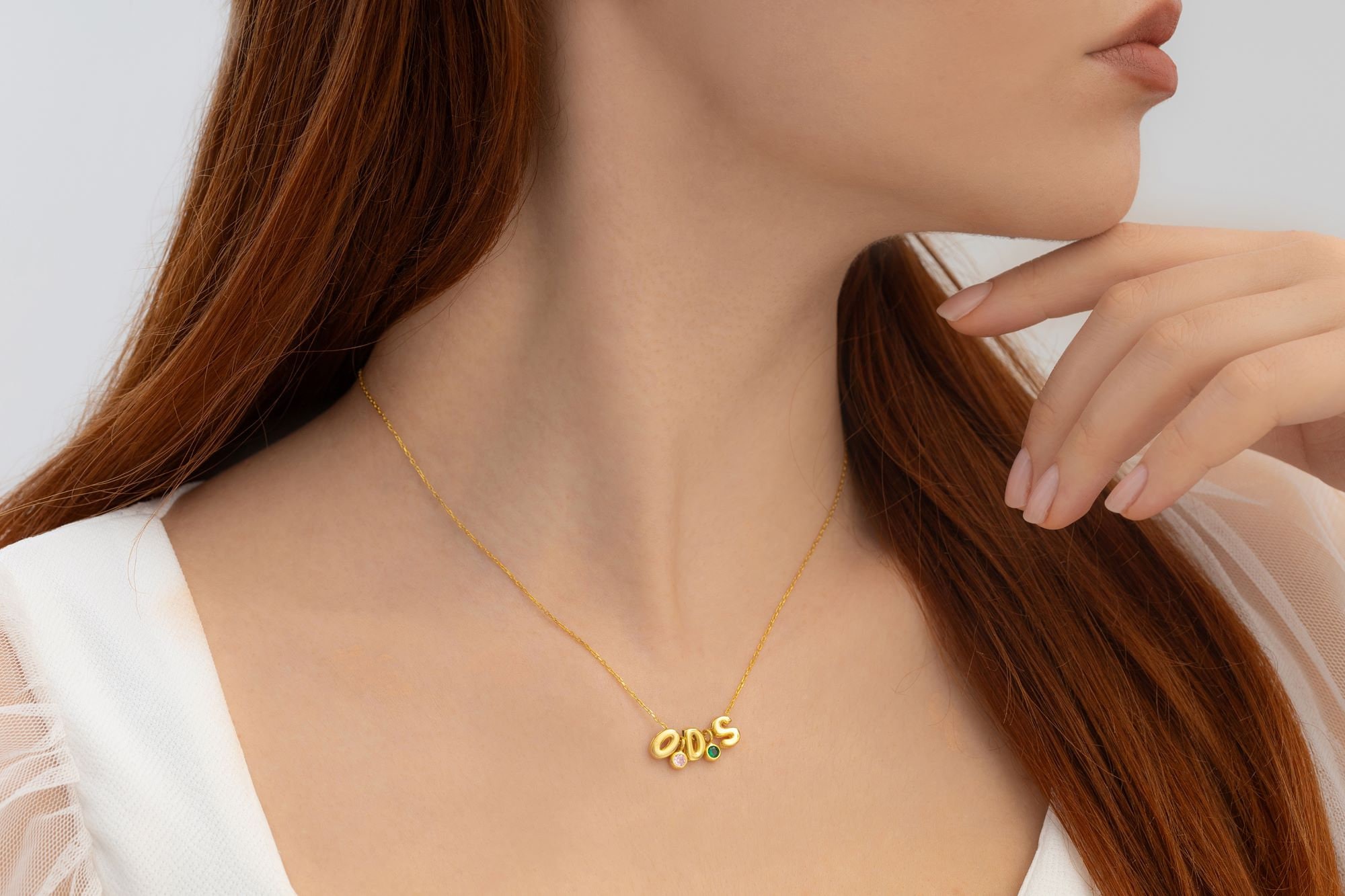 Personalized Initial Necklace with Birthstone - Bubble Letter Jewelry | Gift for Her