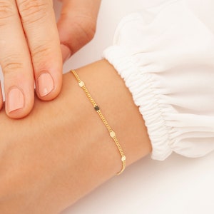 Bracelet chaîne en or délicat, bracelet gourmette en or 14 carats, bracelet délicat, parfait pour un bracelet à porter au quotidien, bracelet chaîne à pois, cadeau pour