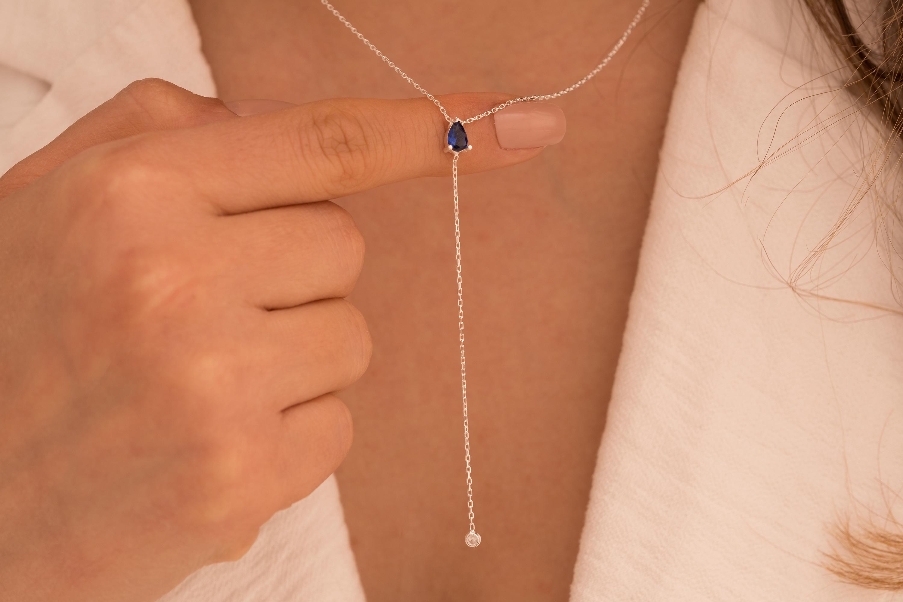 Lariat Necklace , Y Necklace , Dainty Necklace , Sapphire Necklace , Minimalist Necklace , Long Necklace , Gold Necklace , Stacking Necklace