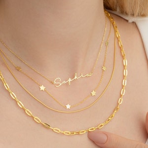 14k Solid Gold Name Necklace, Personalized Jewelry, Personalized Gift, Custom Name Necklace, Gold Name Necklace, Christmas Gift, Moms