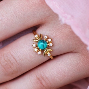 Turquoise Stacking Ring, Dainty Turquoise Ring, Sterling Silver Turquoise Adjustable Ring, Delicate Turquoise Ring, Gold Turquoise Ring