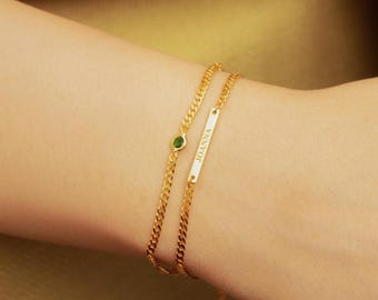 Engraved Dainty Name Bar Bracelet , Custom Initial Bracelet , Personalized Jewelry , Dainty Name Bracelet , Gold Name Bracelet