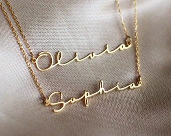 Handwriting Name Necklace, Gold Name Necklace, Personalized Gifts, Name Necklace, 14k Gold Name Necklace , Mother&#39;s Day Gifts