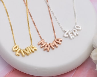 Gold Name Necklace, Bubble Name Necklace, Personalized Jewelry, Name Necklace, 3D Bubble Letter Necklace, Christmas Gift, Balloon Necklace